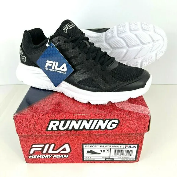 Fila USA Men Memory Panorama 6 Running Shoes Sneakers Sz 10.5 M Black New in Box