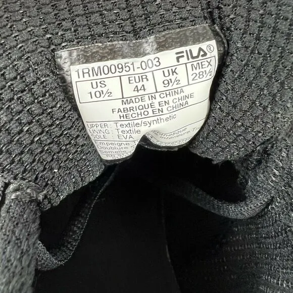 Fila USA Men Memory Panorama 6 Running Shoes Sneakers Sz 10.5 M Black New in Box