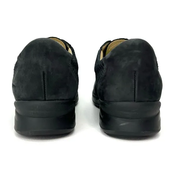 Finn Comfort Lazio Lace-up Comfort Shoe UK Size 5.5 = US 8 Black Metallic EUC
