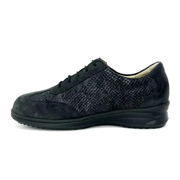 Finn Comfort Lazio Lace-up Comfort Shoe UK Size 5.5 = US 8 Black Metallic EUC