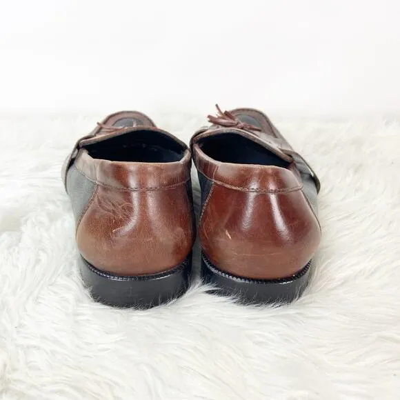 Florsheim 10.5 D Mens Brown Black Leather Tassel Slip-on Loafter Dress Shoes