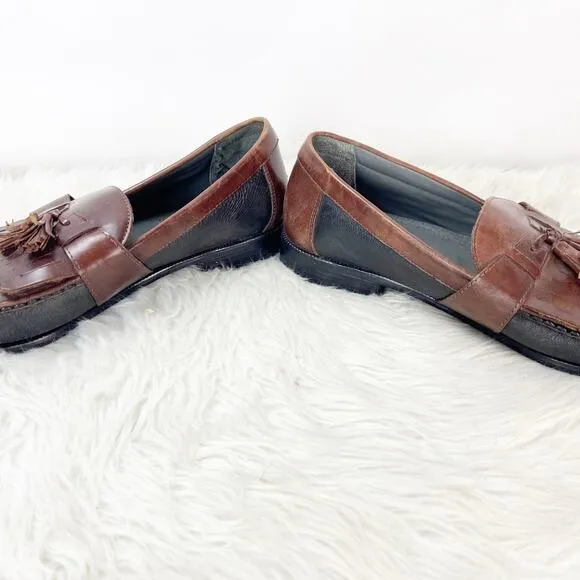 Florsheim 10.5 D Mens Brown Black Leather Tassel Slip-on Loafter Dress Shoes