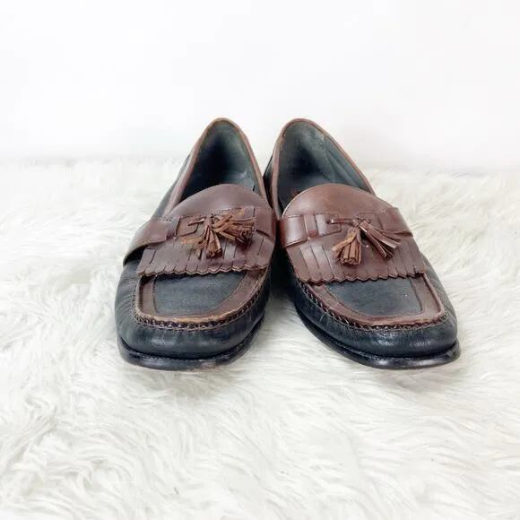 Florsheim 10.5 D Mens Brown Black Leather Tassel Slip-on Loafter Dress Shoes