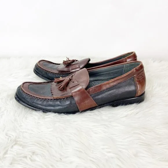 Florsheim 10.5 D Mens Brown Black Leather Tassel Slip-on Loafter Dress Shoes