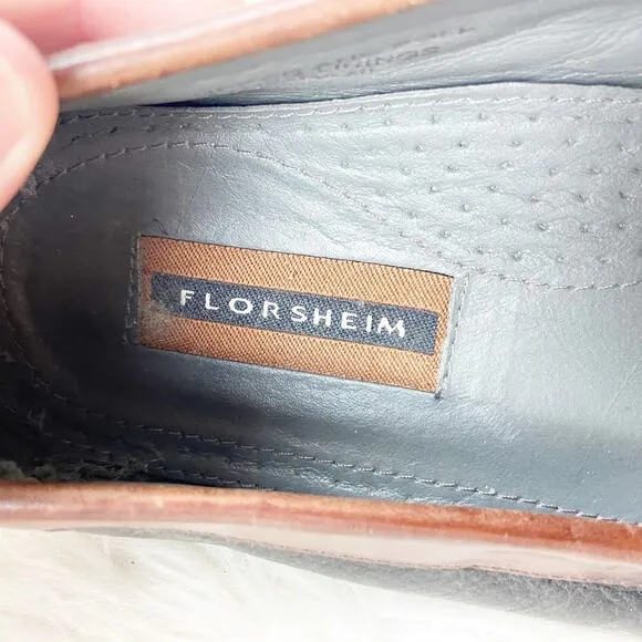 Florsheim 10.5 D Mens Brown Black Leather Tassel Slip-on Loafter Dress Shoes