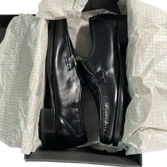 Florsheim Como Moc Toe Bit Slip-On Loafer Black Leather Men's Size 9