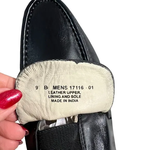 Florsheim Como Moc Toe Bit Slip-On Loafer Black Leather Men's Size 9