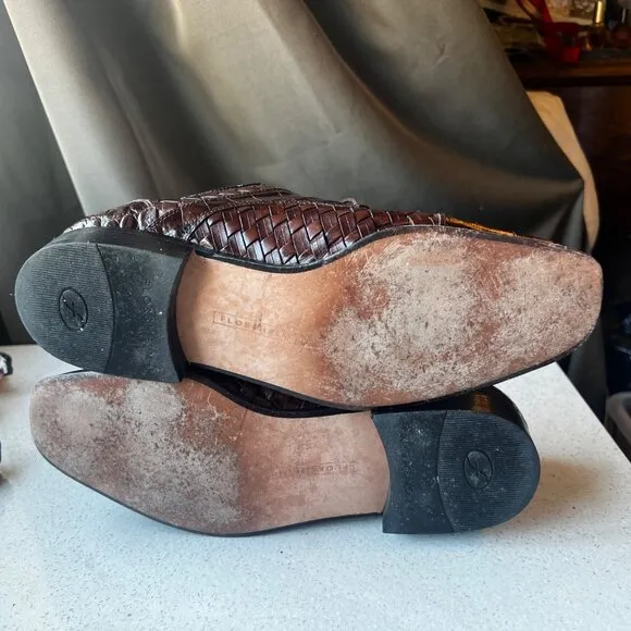 Florsheim Mens Brown Leather Weave &amp; Croc Embossed Dress Shoes Size 10 D