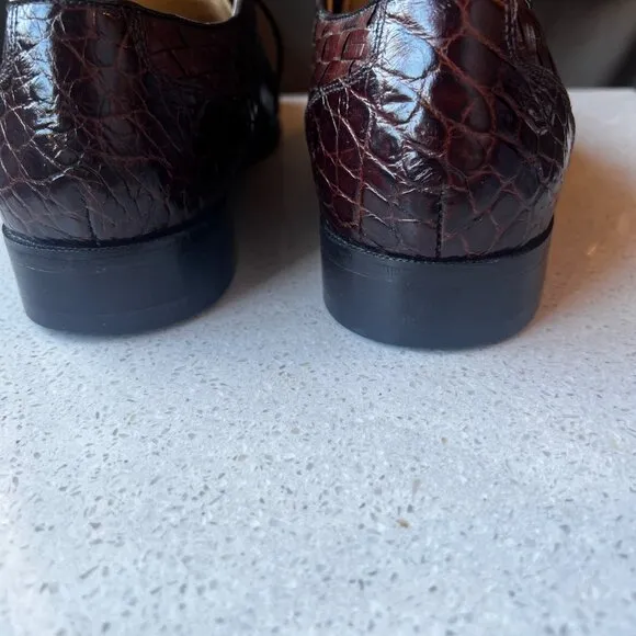 Florsheim Mens Brown Leather Weave &amp; Croc Embossed Dress Shoes Size 10 D