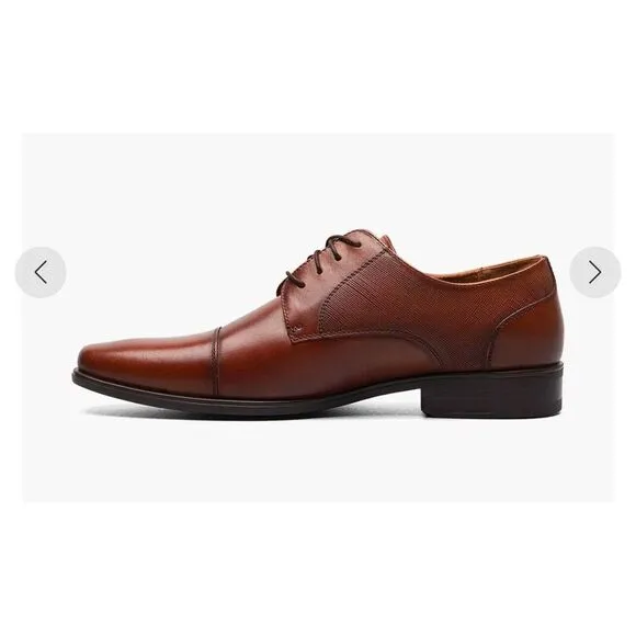 Florsheim Men's Cognac Brown Leather Jackson Cap Toe Oxford Shoes Size 12M‎