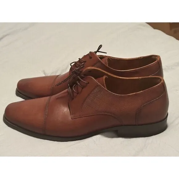 Florsheim Men's Cognac Brown Leather Jackson Cap Toe Oxford Shoes Size 12M‎