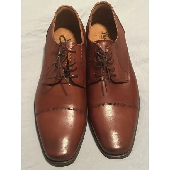 Florsheim Men's Cognac Brown Leather Jackson Cap Toe Oxford Shoes Size 12M‎