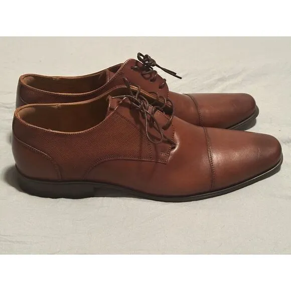 Florsheim Men's Cognac Brown Leather Jackson Cap Toe Oxford Shoes Size 12M‎