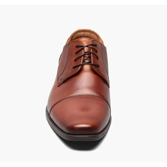 Florsheim Men's Cognac Brown Leather Jackson Cap Toe Oxford Shoes Size 12M‎