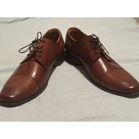 Florsheim Men's Cognac Brown Leather Jackson Cap Toe Oxford Shoes Size 12M‎