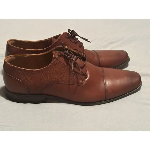 Florsheim Men's Cognac Brown Leather Jackson Cap Toe Oxford Shoes Size 12M‎