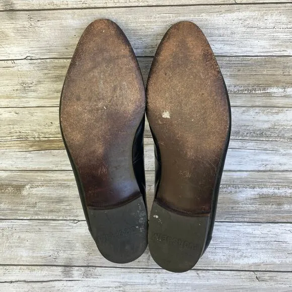 Florsheim Shoes Loafers 10.5 D Black White Leather Perforated Slip On Careerwear
