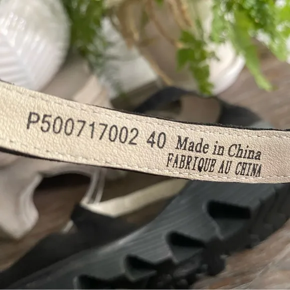FLY LONDON Piat Black Suede Ankle Strap Wedge Mary Jane Women’s EU 40 US 9-9.5
