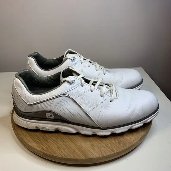 Foot Joy Pro SL Classic Golf Shoes Mens Size 11.5 M 53267 White Gray FJ Sneakers
