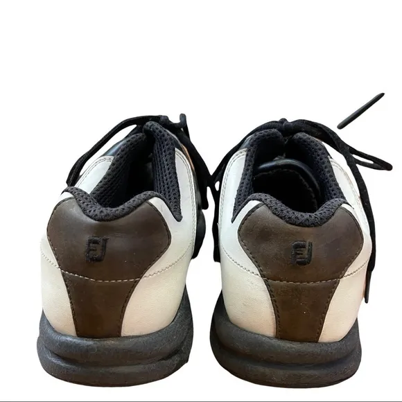 FOOT joy white and brown golf shoes