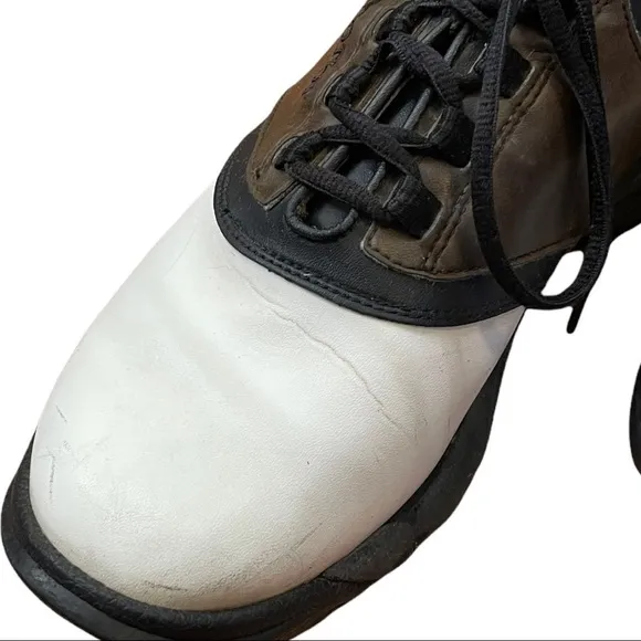 FOOT joy white and brown golf shoes
