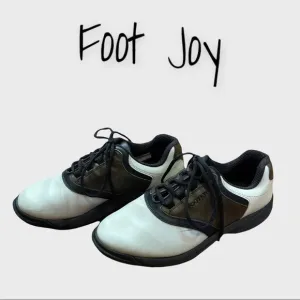 FOOT joy white and brown golf shoes