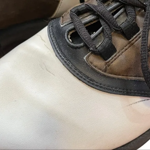 FOOT joy white and brown golf shoes