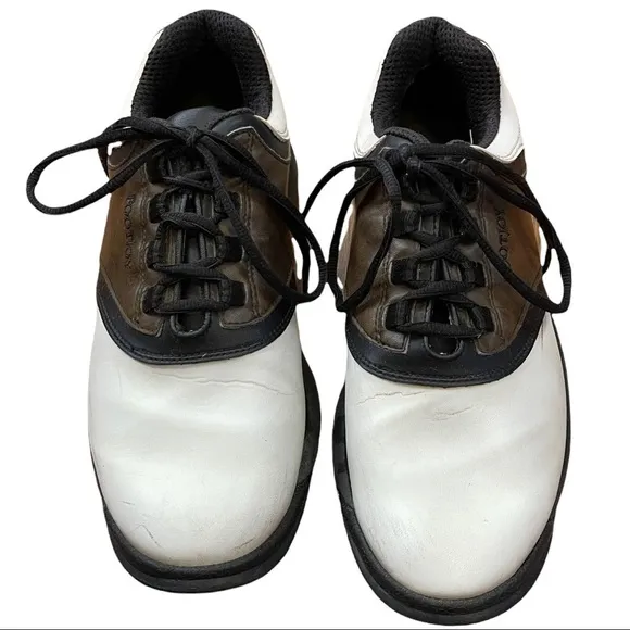 FOOT joy white and brown golf shoes