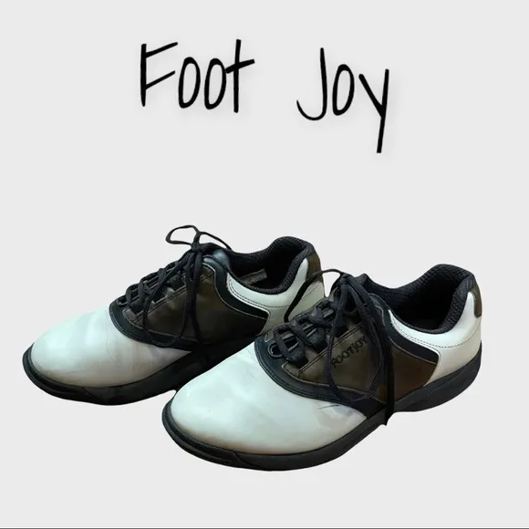 FOOT joy white and brown golf shoes