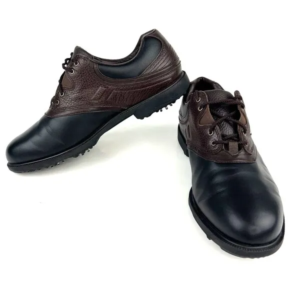 FootJoy eComfort Mens Size 11 Brown Black Leather Golf Shoes 57714
