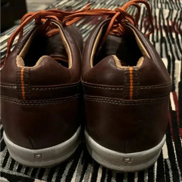 FootJoy Versalux Brown Leather Spikeless Golf Shoes Cork Footbed Size 13