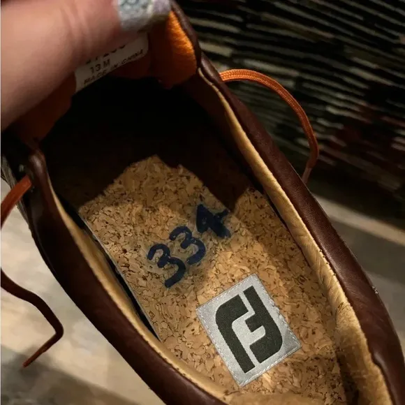FootJoy Versalux Brown Leather Spikeless Golf Shoes Cork Footbed Size 13