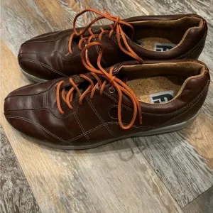 FootJoy Versalux Brown Leather Spikeless Golf Shoes Cork Footbed Size 13