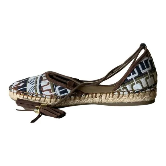Franco Sarto Dream Espadrille Tribal Flats Slip-on Tied Women's Size 8M Shoes