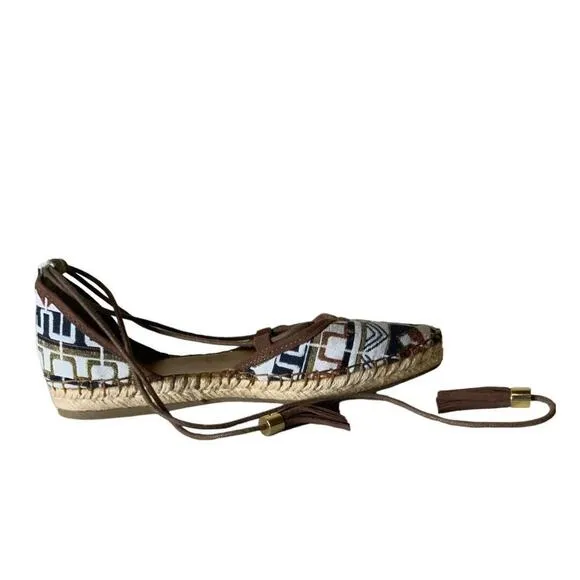 Franco Sarto Dream Espadrille Tribal Flats Slip-on Tied Women's Size 8M Shoes