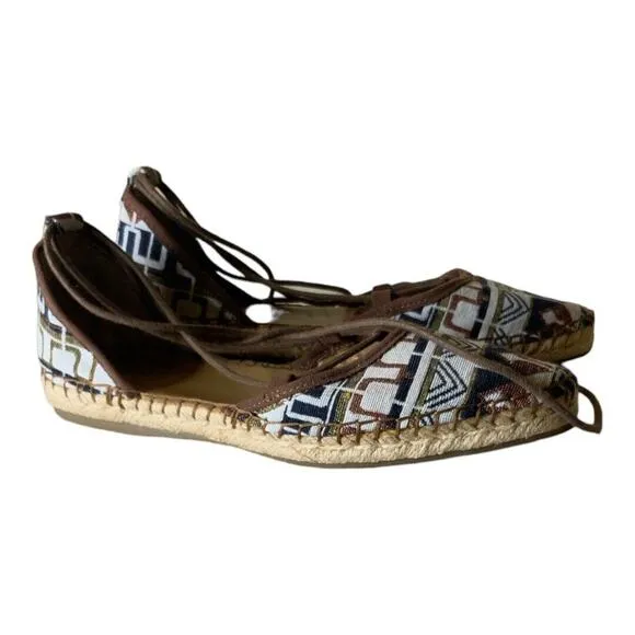 Franco Sarto Dream Espadrille Tribal Flats Slip-on Tied Women's Size 8M Shoes