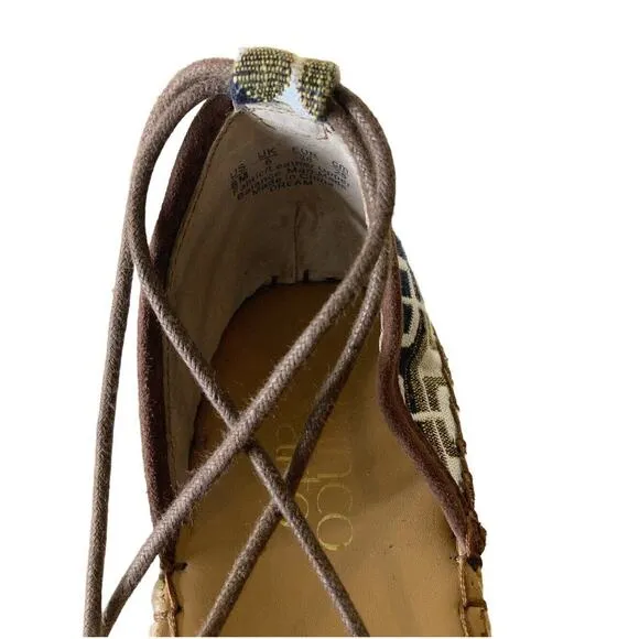Franco Sarto Dream Espadrille Tribal Flats Slip-on Tied Women's Size 8M Shoes