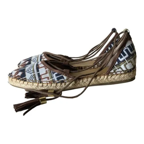 Franco Sarto Dream Espadrille Tribal Flats Slip-on Tied Women's Size 8M Shoes