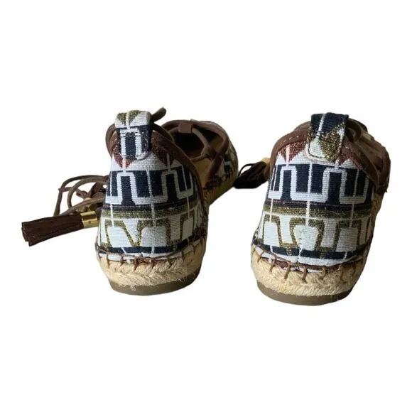 Franco Sarto Dream Espadrille Tribal Flats Slip-on Tied Women's Size 8M Shoes