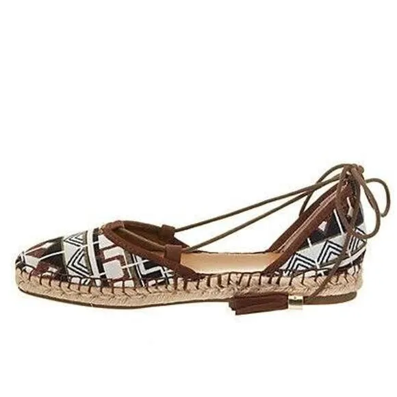 Franco Sarto Dream Espadrille Tribal Flats Slip-on Tied Women's Size 8M Shoes