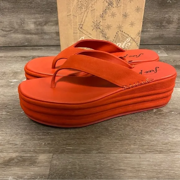Free People | Haven Thong Flatform Sandals In Flame NEW