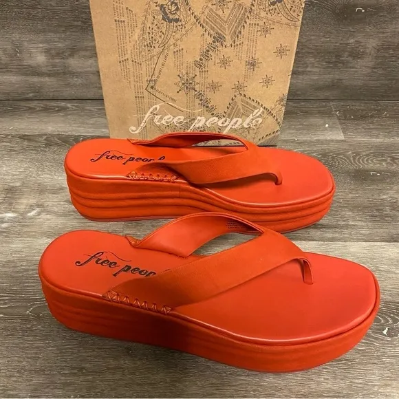 Free People | Haven Thong Flatform Sandals In Flame NEW