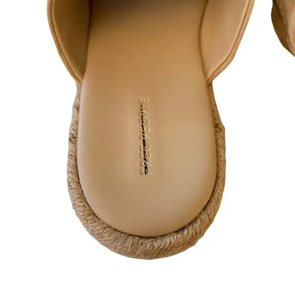 Free People Santorini Tan Suede Slip On Platform Espadrille Mules Shoes Sz 8 NEW