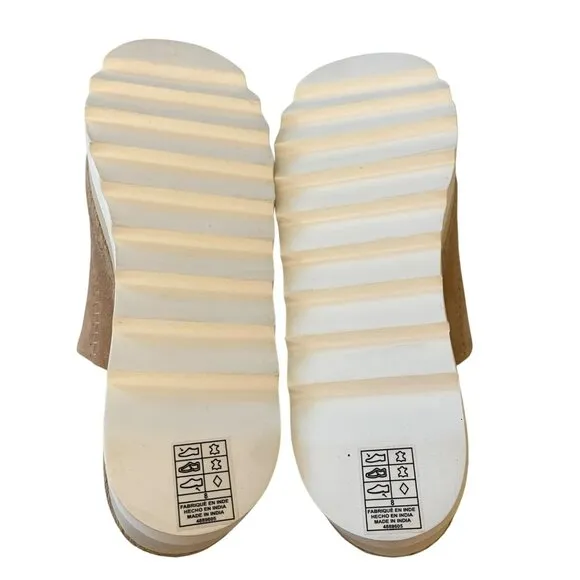 Free People Santorini Tan Suede Slip On Platform Espadrille Mules Shoes Sz 8 NEW