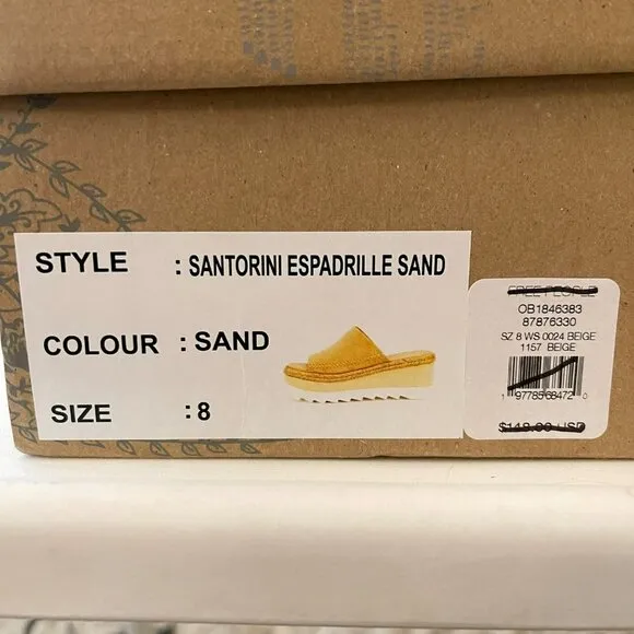 Free People Santorini Tan Suede Slip On Platform Espadrille Mules Shoes Sz 8 NEW
