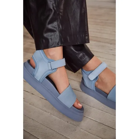 Free People x Rollie Ace Sport Platform Sandals Pastel Blue