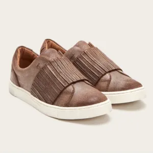 FRYE Ivy Gore Distressed Leather Slip-On Sneakers Brown Size 8.5