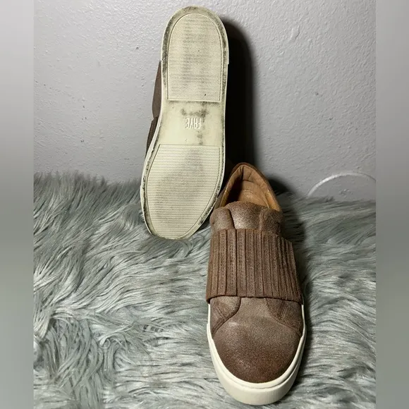 FRYE Ivy Gore Distressed Leather Slip-On Sneakers Brown Size 8.5