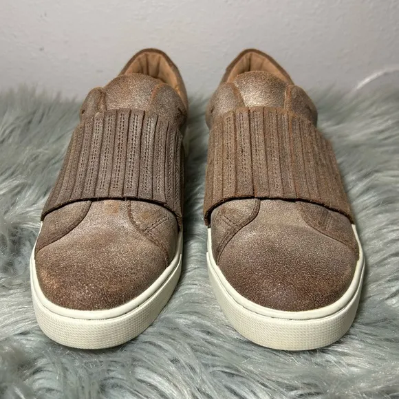 FRYE Ivy Gore Distressed Leather Slip-On Sneakers Brown Size 8.5