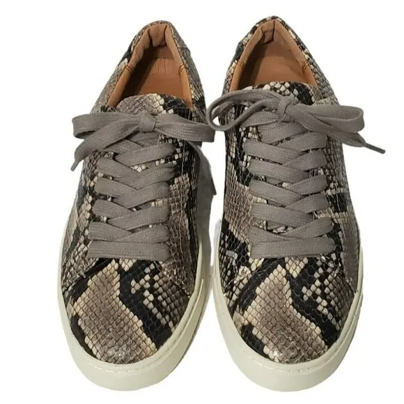 Frye Snakeskin Leather Sneaker Shoes Gym Italian Ivy Lace Black Gray Reptile 7